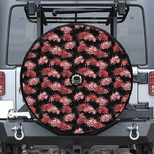 Japanese Cluster Amaryllis Pattern Print Tire Cover With Camera Hole