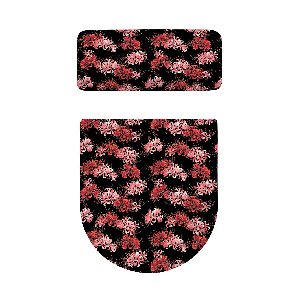 Japanese Cluster Amaryllis Pattern Print Toilet Lid And Tank Cover Set