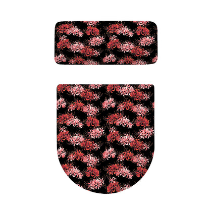 Japanese Cluster Amaryllis Pattern Print Toilet Lid And Tank Cover Set