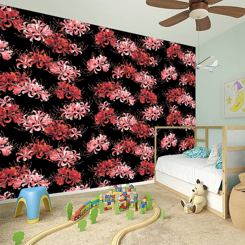 Japanese Cluster Amaryllis Pattern Print Wall Sticker