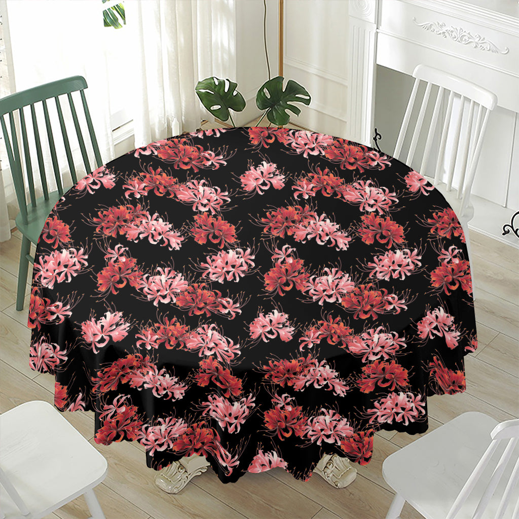 Japanese Cluster Amaryllis Pattern Print Waterproof Round Tablecloth