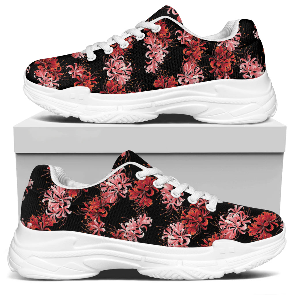 Japanese Cluster Amaryllis Pattern Print White Chunky Shoes