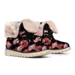 Japanese Cluster Amaryllis Pattern Print Winter Boots