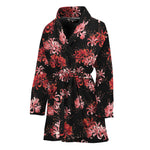 Japanese Cluster Amaryllis Pattern Print Women's Bathrobe