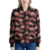 Japanese Cluster Amaryllis Pattern Print Women's Bomber Jacket