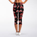 Japanese Cluster Amaryllis Pattern Print Women's Capri Leggings