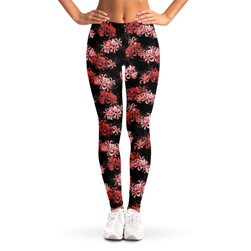 Japanese Cluster Amaryllis Pattern Print Women's Leggings