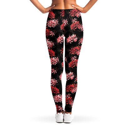 Japanese Cluster Amaryllis Pattern Print Women's Leggings