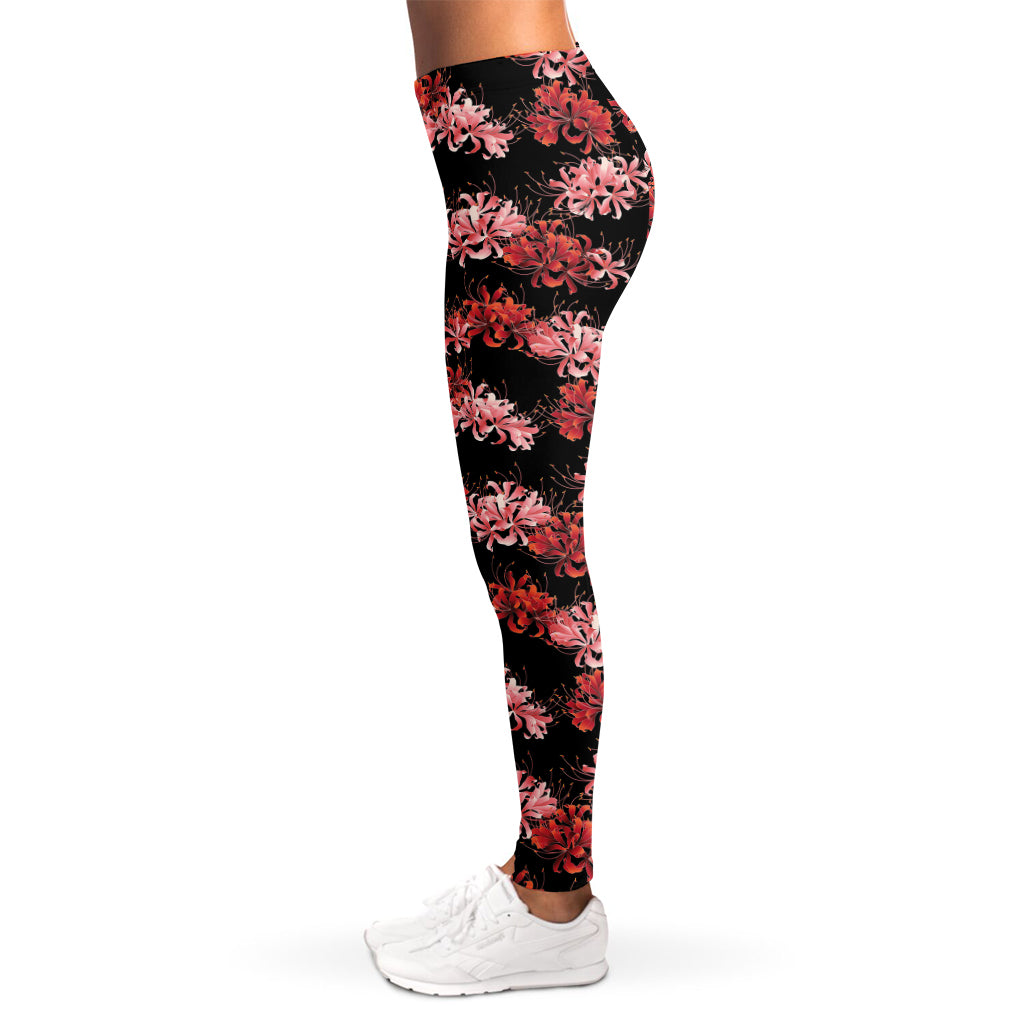 Japanese Cluster Amaryllis Pattern Print Women's Leggings