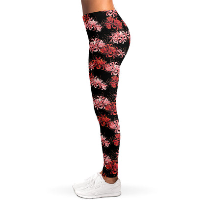 Japanese Cluster Amaryllis Pattern Print Women's Leggings