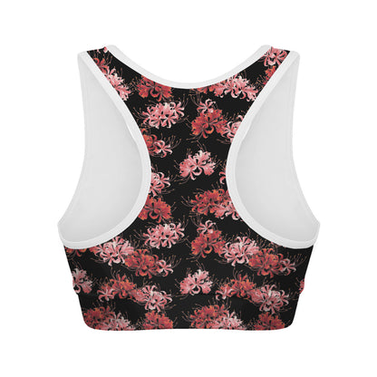 Japanese Cluster Amaryllis Pattern Print Women's Sports Bra
