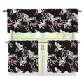 Japanese Crane Bird Pattern Print 3 Piece Kitchen Curtains