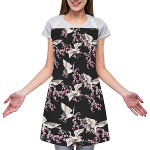 Japanese Crane Bird Pattern Print Adjustable Apron