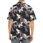 Japanese Crane Bird Pattern Print Aloha Shirt