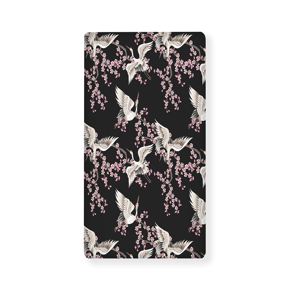 Japanese Crane Bird Pattern Print Baby Crib Sheet