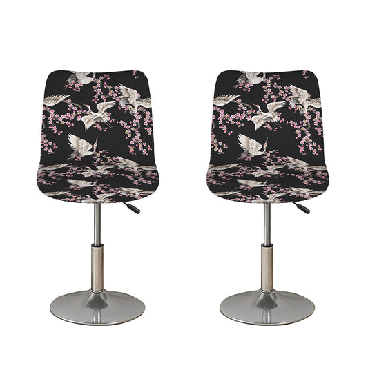 Japanese Crane Bird Pattern Print Bar Stool Covers