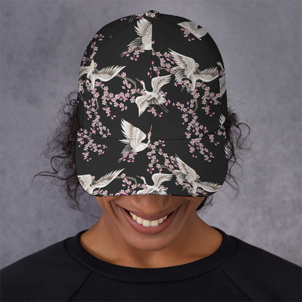 Japanese Crane Bird Pattern Print Baseball Cap