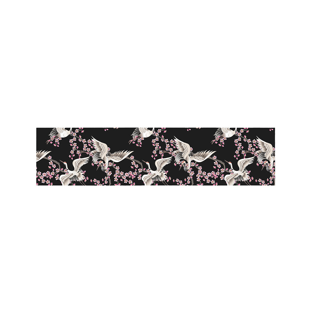 Japanese Crane Bird Pattern Print Bed Runner