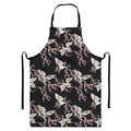 Japanese Crane Bird Pattern Print Bib Apron With Pocket