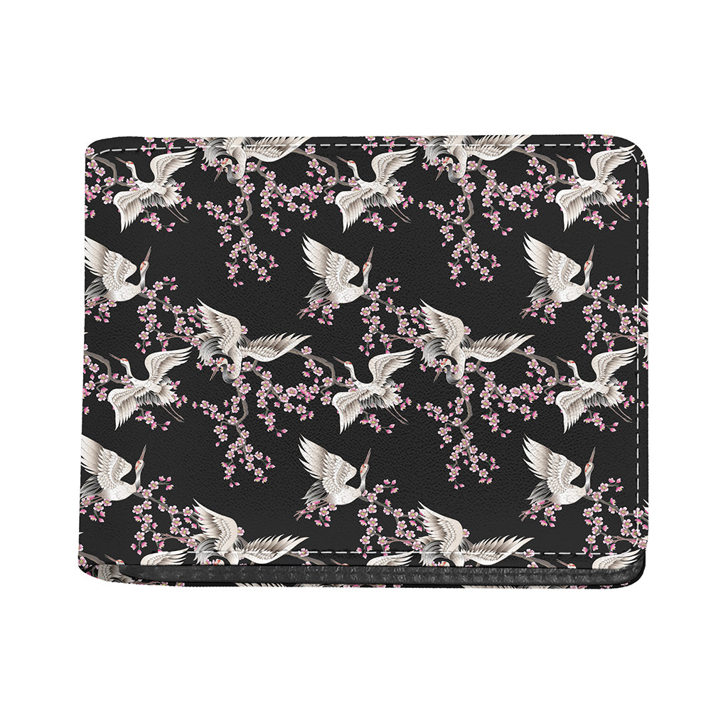 Japanese Crane Bird Pattern Print Bifold Wallet