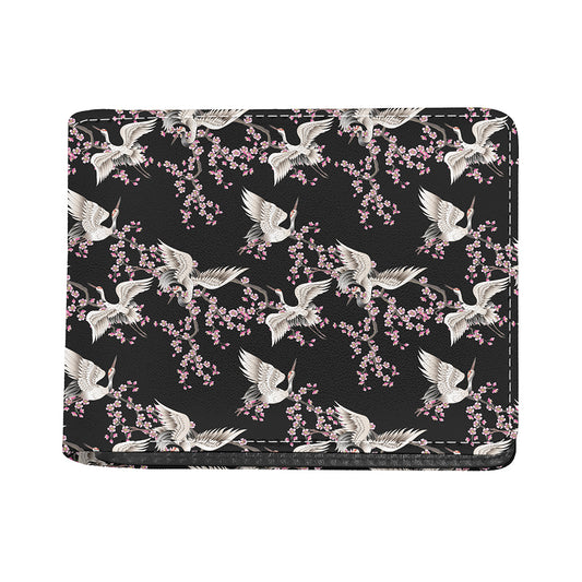 Japanese Crane Bird Pattern Print Bifold Wallet