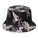 Japanese Crane Bird Pattern Print Bucket Hat