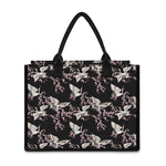 Japanese Crane Bird Pattern Print Canvas Tote Bag