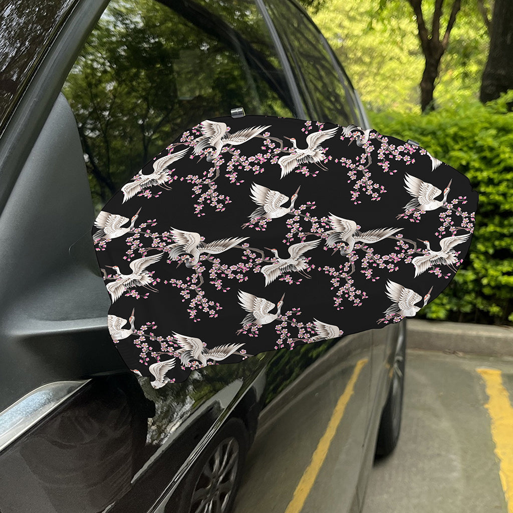 Japanese Crane Bird Pattern Print Car Side Mirror Covers