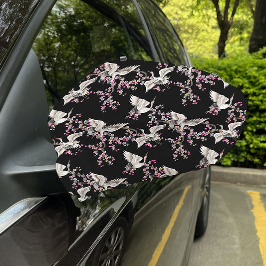 Japanese Crane Bird Pattern Print Car Side Mirror Covers