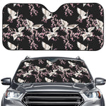 Japanese Crane Bird Pattern Print Car Windshield Sun Shade