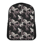 Japanese Crane Bird Pattern Print Casual Backpack