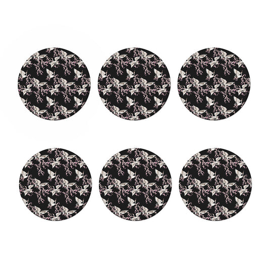 Japanese Crane Bird Pattern Print Coaster Set