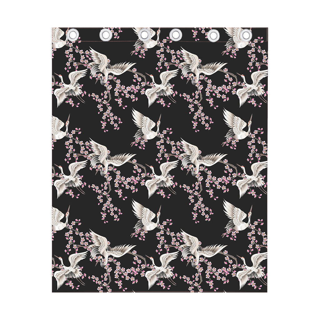 Japanese Crane Bird Pattern Print Curtain