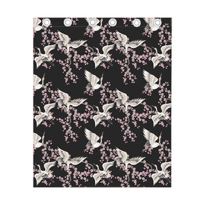 Japanese Crane Bird Pattern Print Curtain