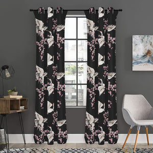 Japanese Crane Bird Pattern Print Curtain