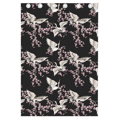 Japanese Crane Bird Pattern Print Curtain