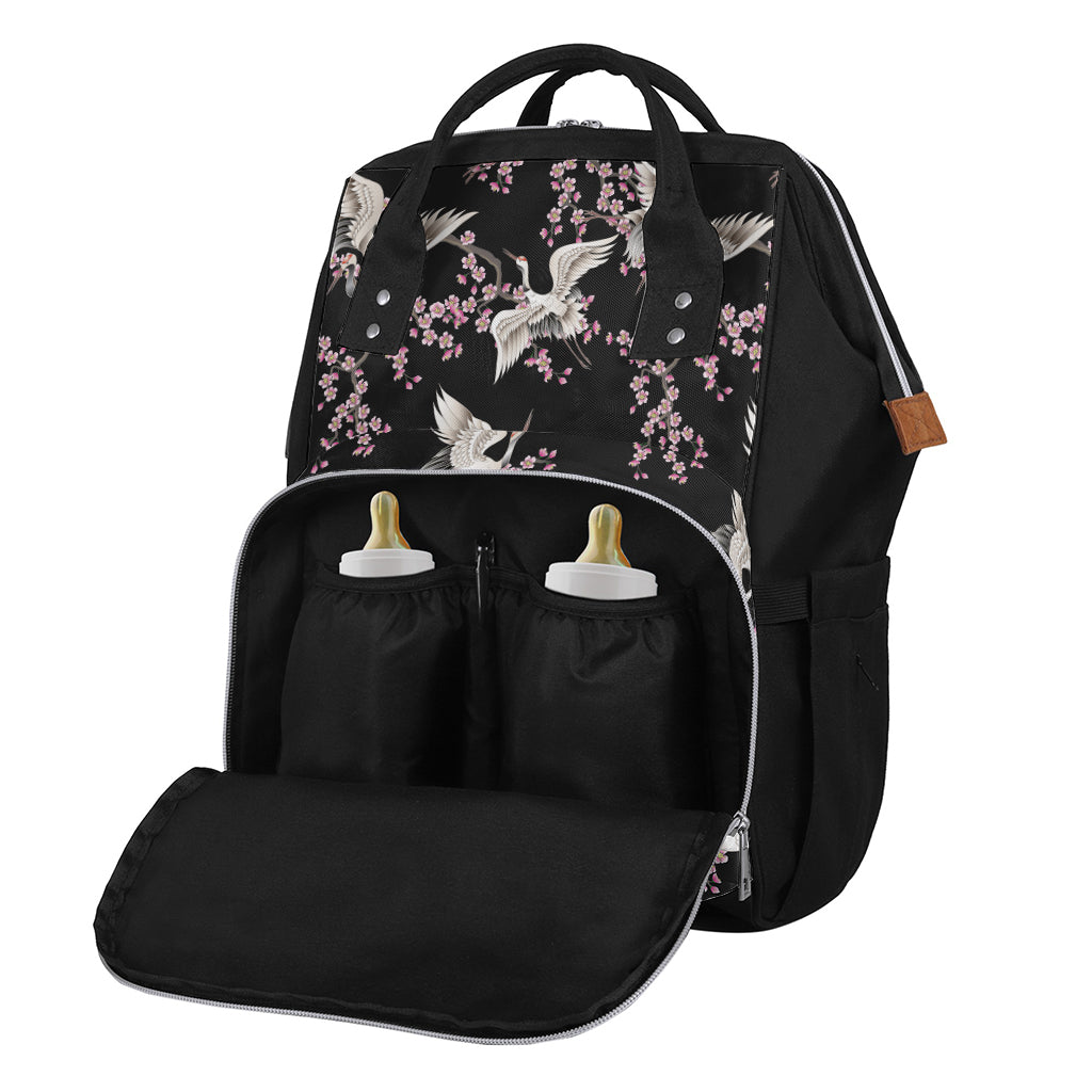 Japanese Crane Bird Pattern Print Diaper Bag