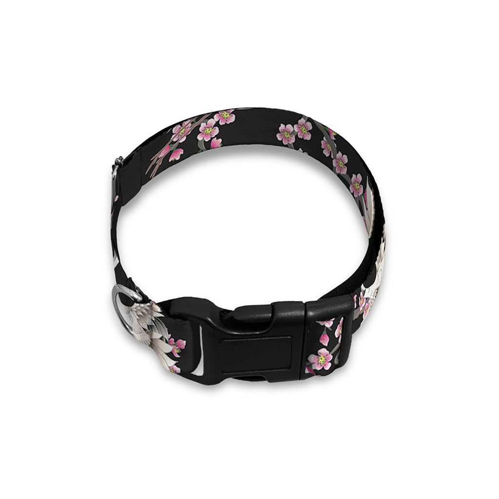 Japanese Crane Bird Pattern Print Dog Collar
