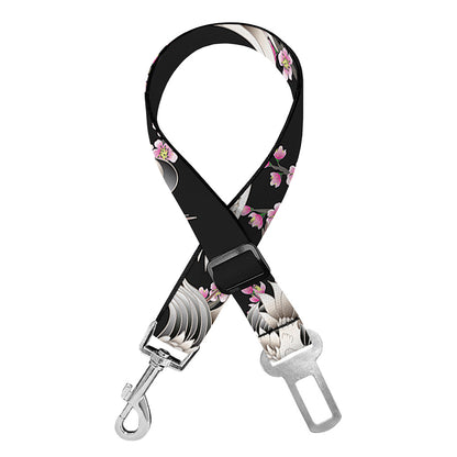 Japanese Crane Bird Pattern Print Dog Seat Belt
