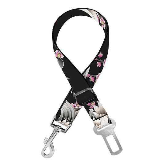 Japanese Crane Bird Pattern Print Dog Seat Belt
