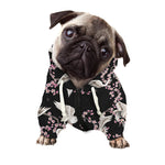 Japanese Crane Bird Pattern Print Dog Zip Up Hoodie