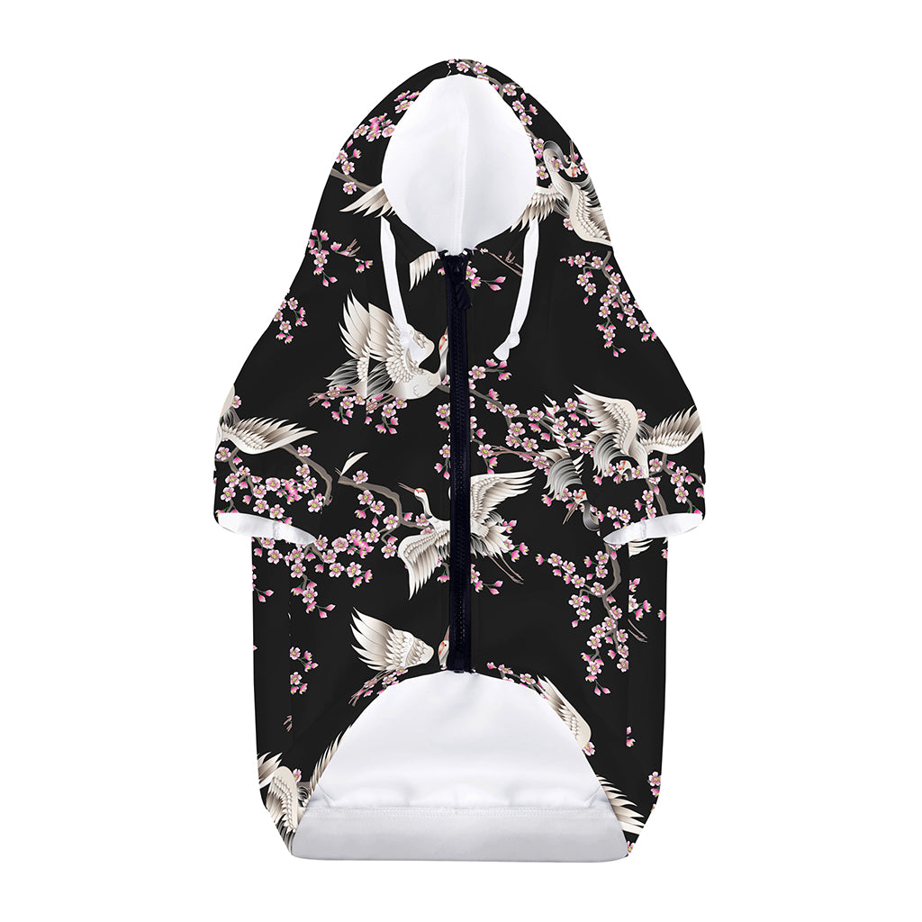 Japanese Crane Bird Pattern Print Dog Zip Up Hoodie