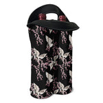 Japanese Crane Bird Pattern Print Double Neoprene Wine Tote