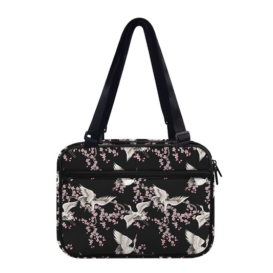 Japanese Crane Bird Pattern Print Double Strap Bible Bag