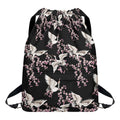 Japanese Crane Bird Pattern Print Drawstring Backpack