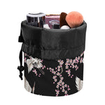 Japanese Crane Bird Pattern Print Drawstring Makeup Bag