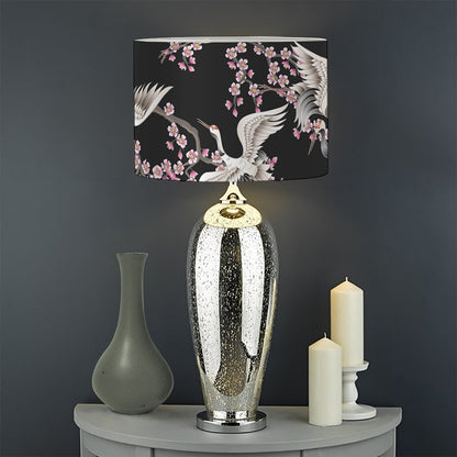 Japanese Crane Bird Pattern Print Drum Lamp Shade