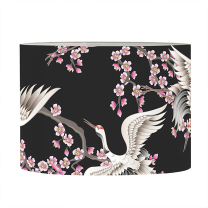 Japanese Crane Bird Pattern Print Drum Lamp Shade