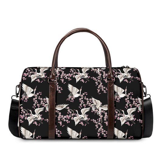 Japanese Crane Bird Pattern Print Duffle Bag