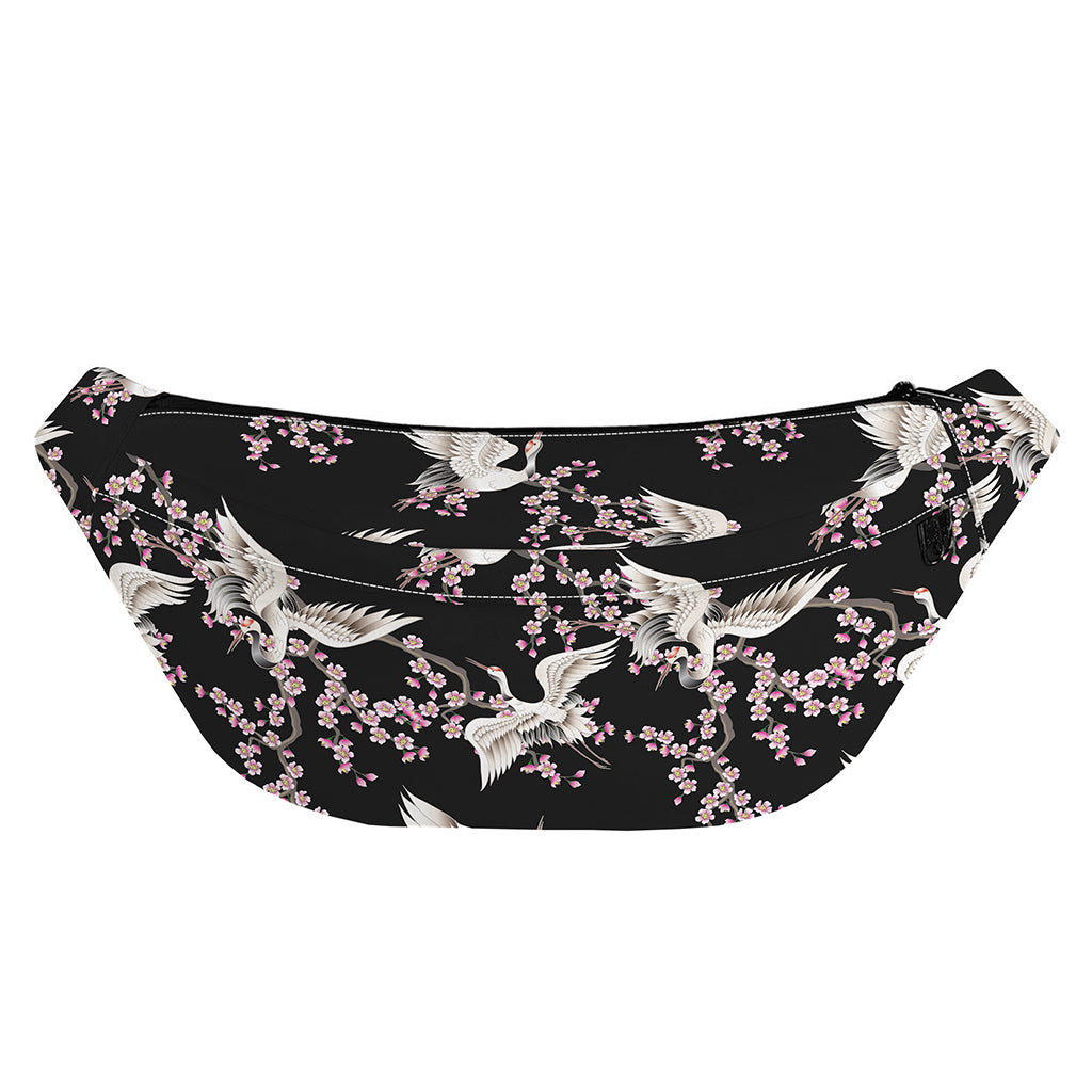 Japanese Crane Bird Pattern Print Fanny Pack